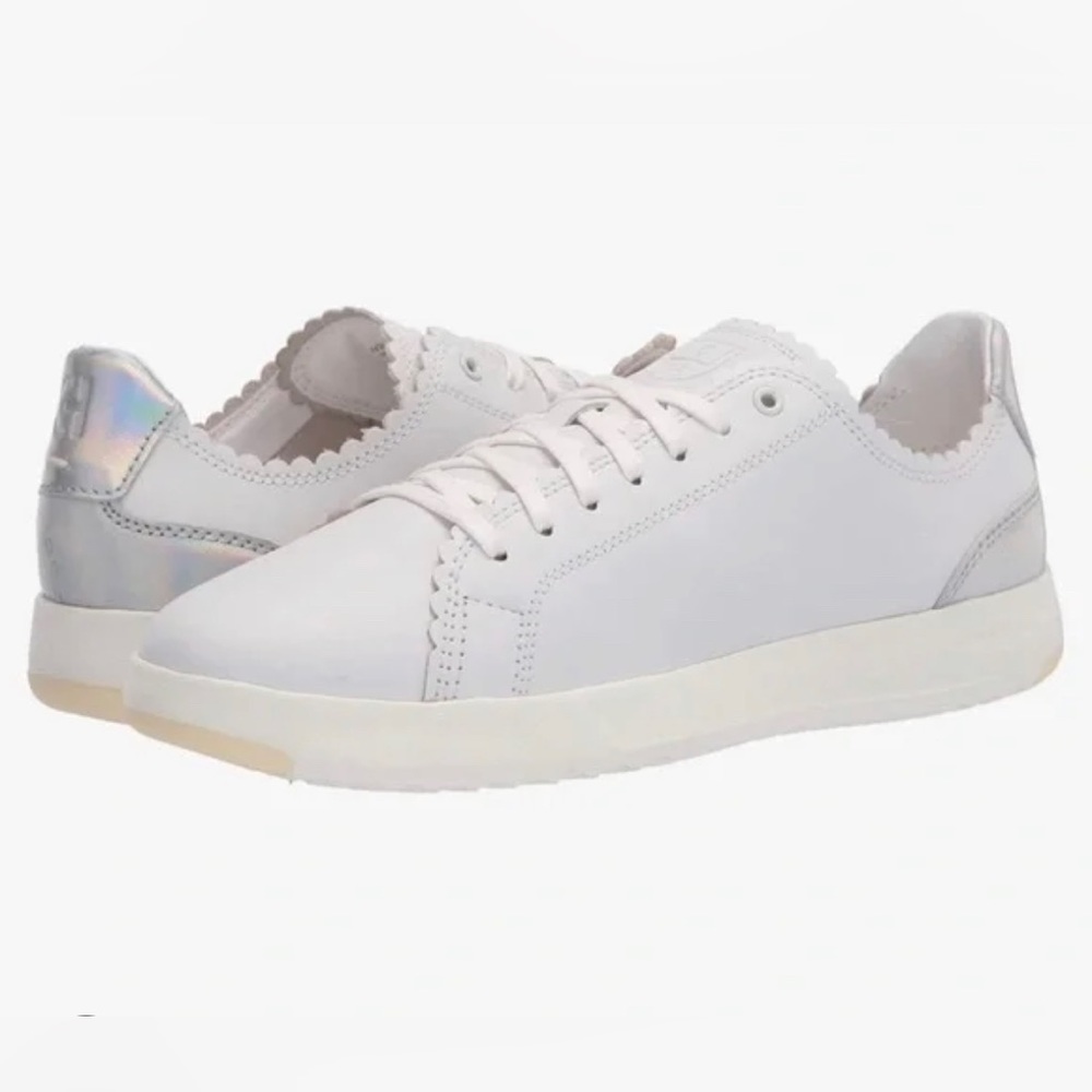 NWT White Scalloped Tennis shoe Cole Haan Grandseries size 8.5